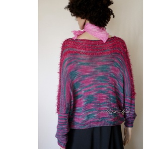 DONA / deluxe - exkluzív kézzel kötött-festett merinó-selyem-jak design pulóver KÉSZLETEN - ruha & divat - női ruha - pulóver - Meska.hu