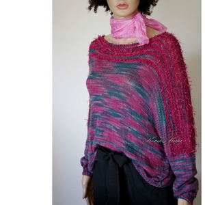 DONA / deluxe - exkluzív kézzel kötött-festett merinó-selyem-jak design pulóver KÉSZLETEN - ruha & divat - női ruha - pulóver - Meska.hu