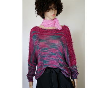 DONA / deluxe - exkluzív kézzel kötött-festett merinó-selyem-jak design pulóver KÉSZLETEN - ruha & divat - női ruha - pulóver - Meska.hu