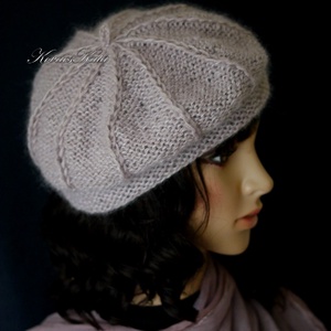 ALETTA / drapp - kézzel kötött gyapjú + silk-mohair svájci sapka, barett KÉSZLETEN - Meska.hu