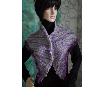  DELUXE SILK VÁLLKENDŐ - exkluzív kézzel kötött-festett selyem-jak- merinó kendő / lilás KÉSZLETEN - ruha & divat - sál, sapka, kendő - vállkendő - Meska.hu