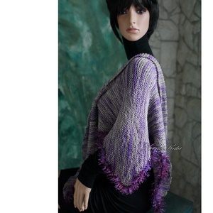  DELUXE SILK VÁLLKENDŐ - exkluzív kézzel kötött-festett selyem-jak- merinó kendő / lilás KÉSZLETEN - ruha & divat - sál, sapka, kendő - vállkendő - Meska.hu