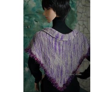  DELUXE SILK VÁLLKENDŐ - exkluzív kézzel kötött-festett selyem-jak- merinó kendő / lilás KÉSZLETEN - ruha & divat - sál, sapka, kendő - vállkendő - Meska.hu