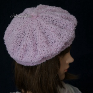 ALETTA / rózsaszín - exkluzív kézzel kötött alpaka-buklé svájci sapka, barett KÉSZLETEN - ruha & divat - sál, sapka, kendő - sapka - Meska.hu