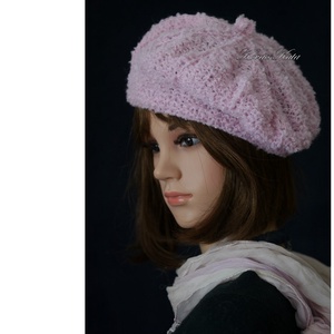 ALETTA / rózsaszín - exkluzív kézzel kötött alpaka-buklé svájci sapka, barett KÉSZLETEN - Meska.hu