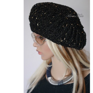 BORBÁLA / galaxis - exkluzív kézzel kötött  100% merinó+bronz lurex sapka KÉSZLETEN - ruha & divat - sál, sapka, kendő - sapka - Meska.hu
