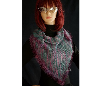  DELUXE SILK VÁLLKENDŐ - exkluzív kézzel kötött-festett selyem-jak- merinó kendő / Tunisz KÉSZLETEN - ruha & divat - sál, sapka, kendő - vállkendő - Meska.hu
