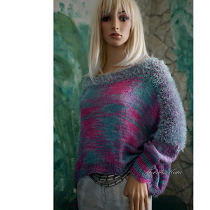 LENKE / deluxe - exkluzív kézzel kötött-festett design pulóver  KÉSZLETEN - ruha & divat - női ruha - pulóver - Meska.hu