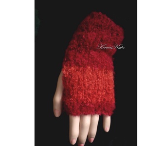 PILLE KESZTYŰ / buklémoher - exkluzív kézzel kötött kesztyűszár, kézmelegítő / bíbor KÉSZLETEN   - ruha & divat - sál, sapka, kendő - kesztyű - Meska.hu