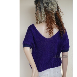 PILLE-PULCSI / indigó - kézzel kötött mohair pulóver, mellény  KÉSZLETEN - ruha & divat - női ruha - pulóver - Meska.hu