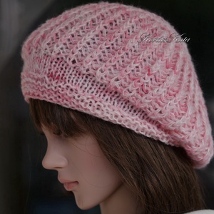 BORBÁLA / rózsamix - kézzel kötött-festett barett sapka KÉSZLETEN - ruha & divat - sál, sapka, kendő - sapka - Meska.hu