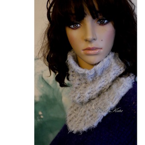 TEKNŐCKE - kézzel kötött kámzsa, csősál, nyakmelegítő / szürke  - ruha & divat - sál, sapka, kendő - sál - Meska.hu