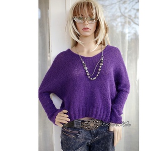 PILLE-PULCSI / ibolya - kézzel kötött mohair pulóver  - ruha & divat - női ruha - pulóver - Meska.hu