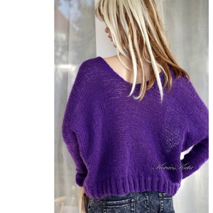 PILLE-PULCSI / ibolya - kézzel kötött mohair pulóver  - ruha & divat - női ruha - pulóver - Meska.hu