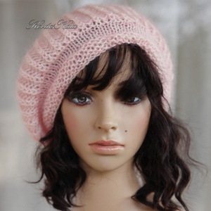 BORBÁLA / babyrose - kézzel kötött-festett barett sapka  - ruha & divat - sál, sapka, kendő - sapka - Meska.hu