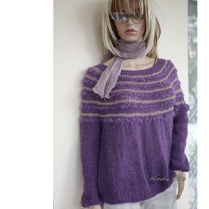 PANKA / alpaka silk - kézzel kötött finom pulóver / lila - ruha & divat - női ruha - pulóver - Meska.hu