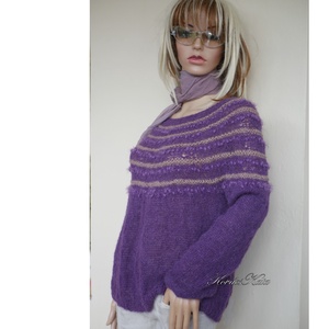 PANKA / alpaka silk - kézzel kötött finom pulóver / lila - ruha & divat - női ruha - pulóver - Meska.hu