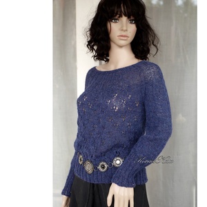 PATSY / alpaca - kézzel kötött exkluzív 100% alpaka design pulóver / kék - ruha & divat - női ruha - pulóver - Meska.hu