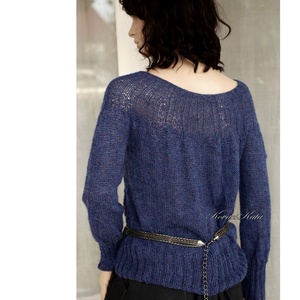 PATSY / alpaca - kézzel kötött exkluzív 100% alpaka design pulóver / kék - ruha & divat - női ruha - pulóver - Meska.hu