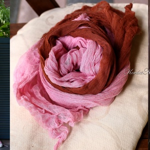 TWEENS / ciklámen-rozsda - batikolt géz sál kettős - ruha & divat - sál, sapka, kendő - sál - Meska.hu