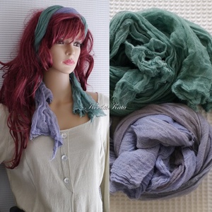 TWEENS / zöld-slate - batikolt géz sál kettős - ruha & divat - sál, sapka, kendő - sál - Meska.hu