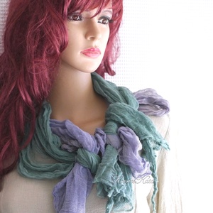 TWEENS / zöld-slate - batikolt géz sál kettős - Meska.hu