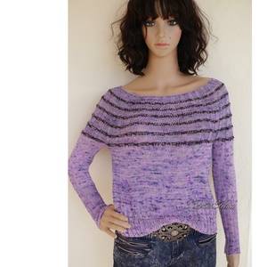 SILKY - kézzel festett- kötött exkluzív artsy design pulóver / lila - Meska.hu