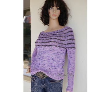 SILKY - kézzel festett- kötött exkluzív artsy design pulóver / lila - ruha & divat - női ruha - pulóver - Meska.hu
