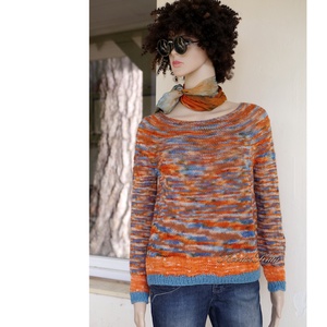 CRAZY REGINA / narancs-mix - egyedi festésű kézzel kötött finomgyapjú pulóver  - Meska.hu