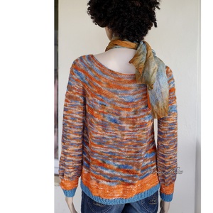 CRAZY REGINA / narancs-mix - egyedi festésű kézzel kötött finomgyapjú pulóver  - ruha & divat - női ruha - pulóver - Meska.hu