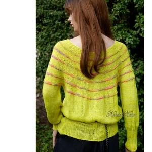 LIME DREAM / deluxe selyem-len - exkluzív kézzel kötött-festett design pulóver  - ruha & divat - női ruha - pulóver - Meska.hu