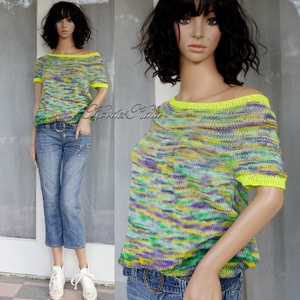 KLEO - egyedi festésű kézzel kötött finomgyapjú pulóver / tavasz - Meska.hu