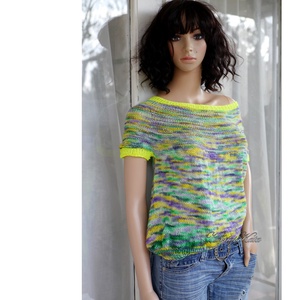 KLEO - egyedi festésű kézzel kötött finomgyapjú pulóver / tavasz - ruha & divat - női ruha - pulóver - Meska.hu