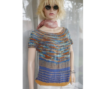 KLEO - egyedi festésű kézzel kötött finomgyapjú pulóver / country - ruha & divat - női ruha - pulóver - Meska.hu