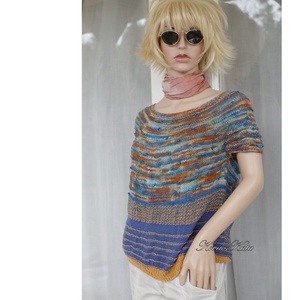 KLEO - egyedi festésű kézzel kötött finomgyapjú pulóver / country - ruha & divat - női ruha - pulóver - Meska.hu