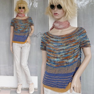 KLEO - egyedi festésű kézzel kötött finomgyapjú pulóver / country - Meska.hu