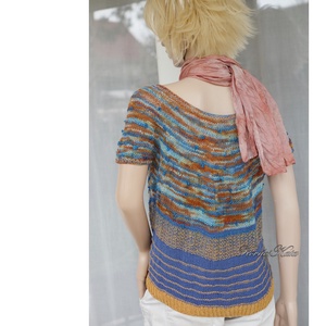 KLEO - egyedi festésű kézzel kötött finomgyapjú pulóver / country - ruha & divat - női ruha - pulóver - Meska.hu