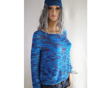 CRAZY REGINA / karibi - exkluzív egyedi festésű kézzel kötött finomgyapjú pulóver  - ruha & divat - női ruha - pulóver - Meska.hu