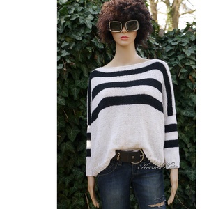 TENNIS L - kézzel kötött kasmír-merinó-akril flowing pulóver - Meska.hu