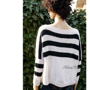 TENNIS L - kézzel kötött kasmír-merinó-akril flowing pulóver - ruha & divat - női ruha - pulóver - Meska.hu