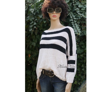 TENNIS L - kézzel kötött kasmír-merinó-akril flowing pulóver - ruha & divat - női ruha - pulóver - Meska.hu