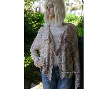 TUSSAH KARDI / bloom - 100% vadselyem egyedi festésű kézzel kötött  flowing kardigán, pulóver  - ruha & divat - női ruha - pulóver - Meska.hu