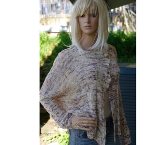 TUSSAH KARDI / bloom - 100% vadselyem egyedi festésű kézzel kötött  flowing kardigán, pulóver  - ruha & divat - női ruha - pulóver - Meska.hu