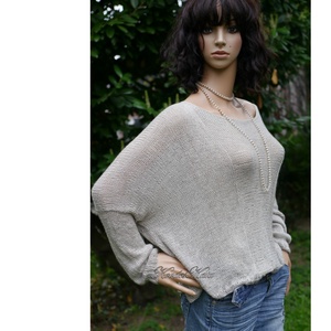 OPALMOON / luxy jak - exkluzív  kézzel kötött finom selyem pulóver / ezüstszürke - ruha & divat - női ruha - pulóver - Meska.hu