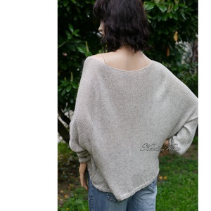 OPALMOON / luxy jak - exkluzív  kézzel kötött finom selyem pulóver / ezüstszürke - ruha & divat - női ruha - pulóver - Meska.hu