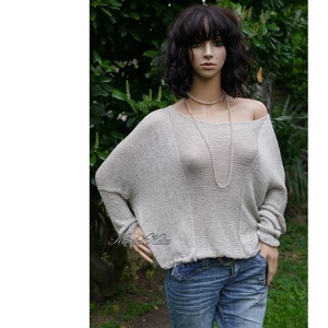 OPALMOON / luxy jak - exkluzív  kézzel kötött finom selyem pulóver / ezüstszürke - ruha & divat - női ruha - pulóver - Meska.hu