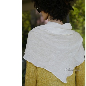 LINEA LENGÉZ VÁLLKENDŐ - exluzív 100% finom lenszövet kendő / fehér - ruha & divat - sál, sapka, kendő - kendő - Meska.hu