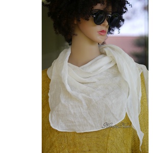 LINEA LENGÉZ VÁLLKENDŐ - exluzív 100% finom lenszövet kendő / fehér - ruha & divat - sál, sapka, kendő - kendő - Meska.hu