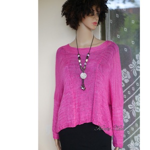 OPALMOON / luxy jak - exkluzív kézzel kötött, - festett finom selyem pulóver / ciklámen - Meska.hu