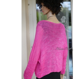 OPALMOON / luxy jak - exkluzív kézzel kötött, - festett finom selyem pulóver / ciklámen - ruha & divat - női ruha - pulóver - Meska.hu
